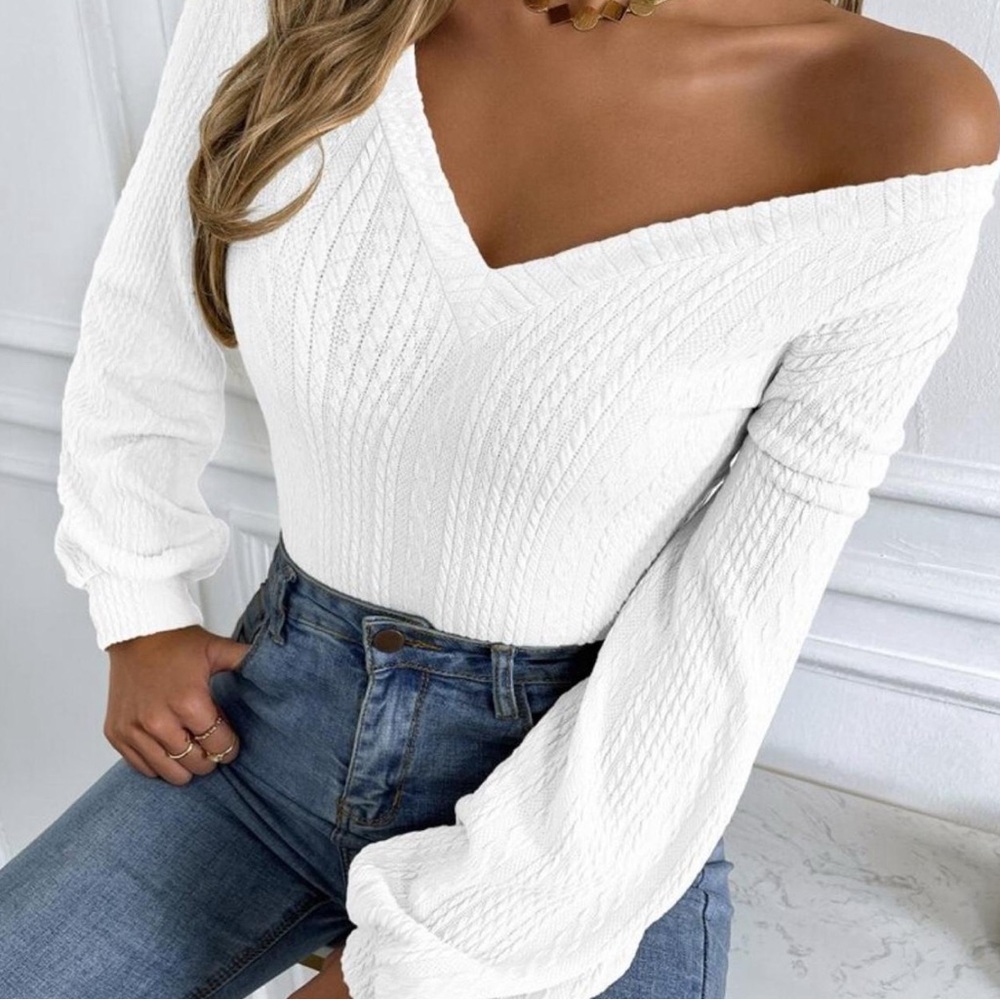 SHEIN White Off-the-Shoulder Sweater